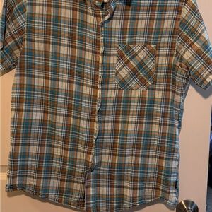 Kuhl Men's Casual Plaid Shirt - Blue, Brown, and White